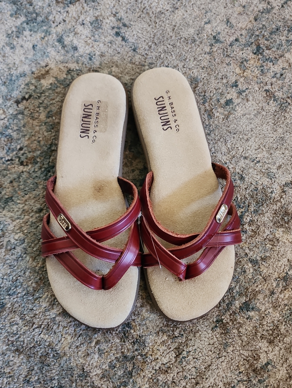 G.H. Bass & Co. Sunjuns Sharon Strappy Sandals Burgundy Red Leather Women’s 7N